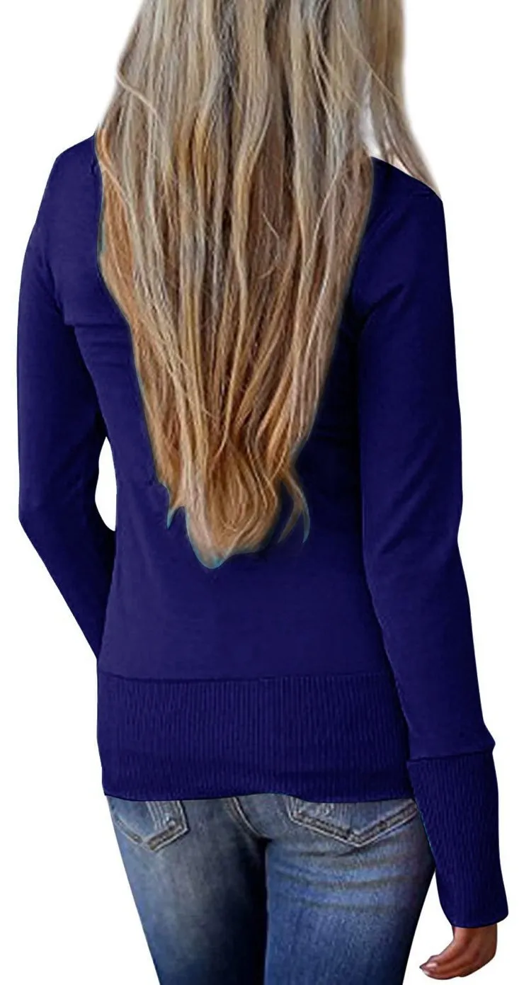 2020 solid color V-neck long-sleeved cardigan