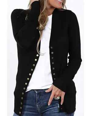 2020 solid color V-neck long-sleeved cardigan