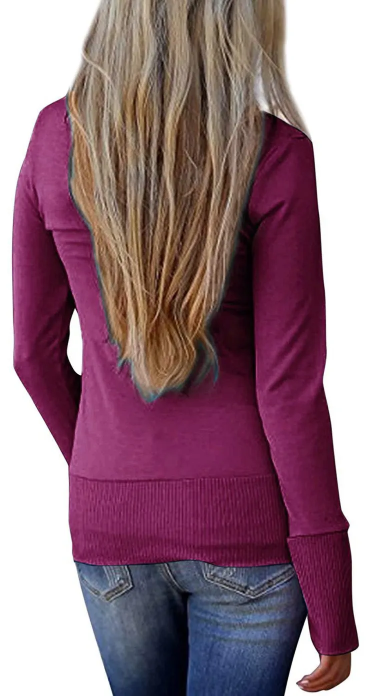 2020 solid color V-neck long-sleeved cardigan
