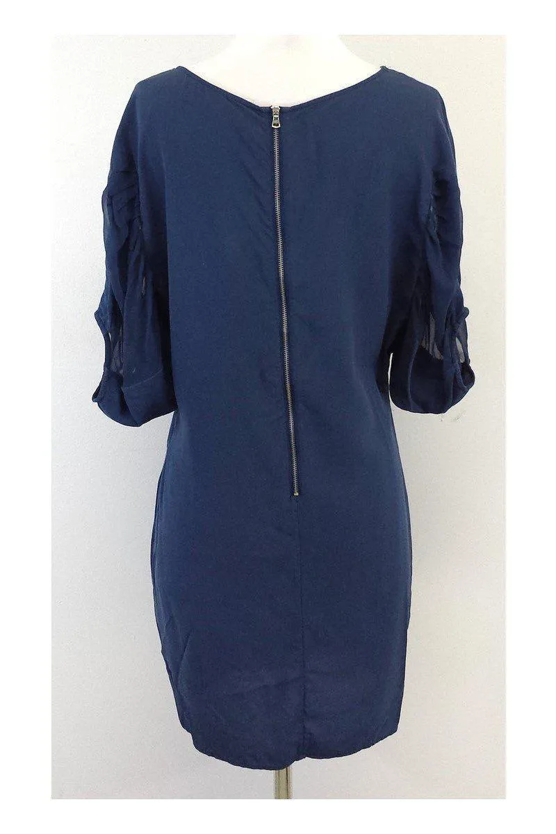 Adam Lippes - Blue Chiffon Short Sleeve Shift Dress Sz 6