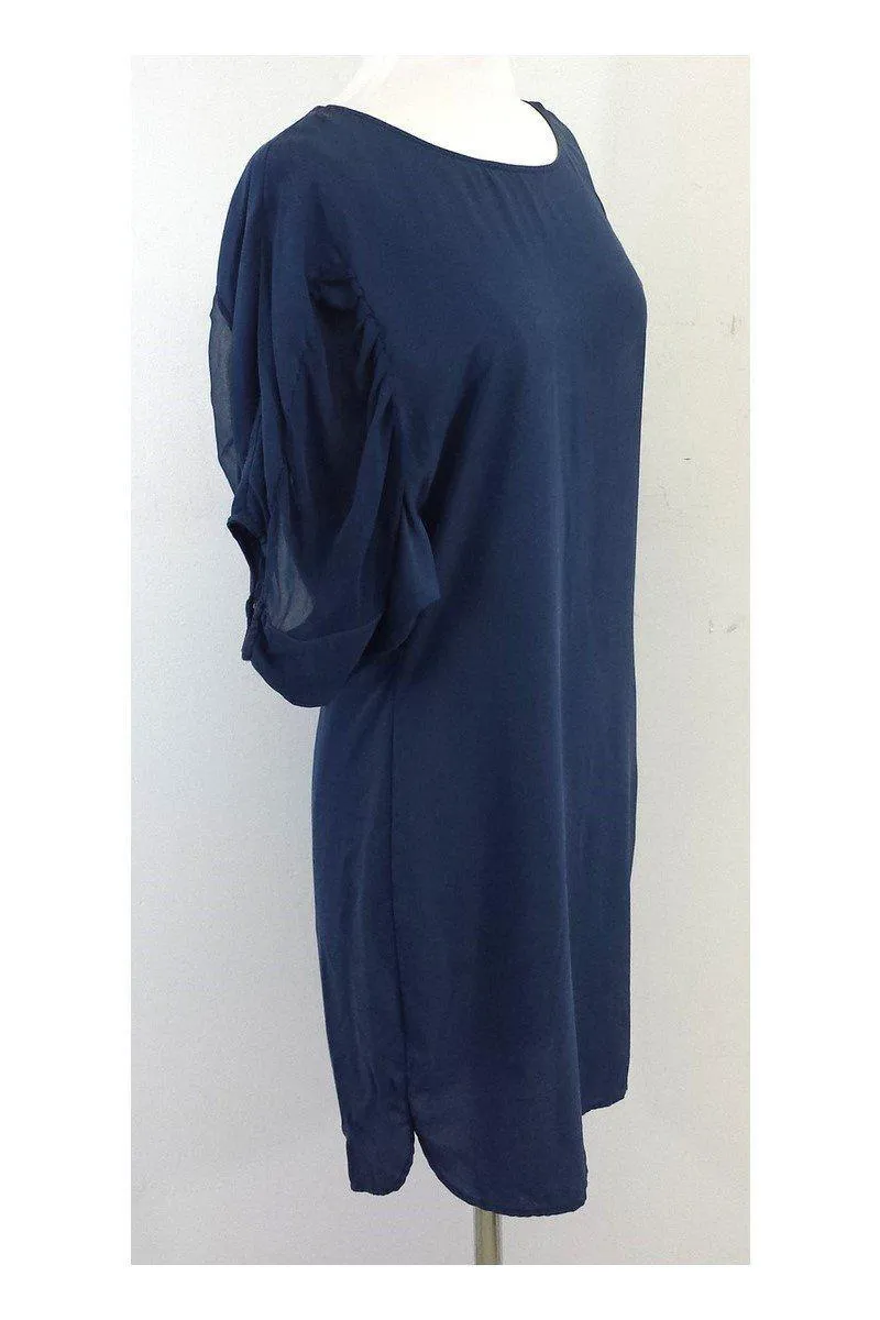 Adam Lippes - Blue Chiffon Short Sleeve Shift Dress Sz 6