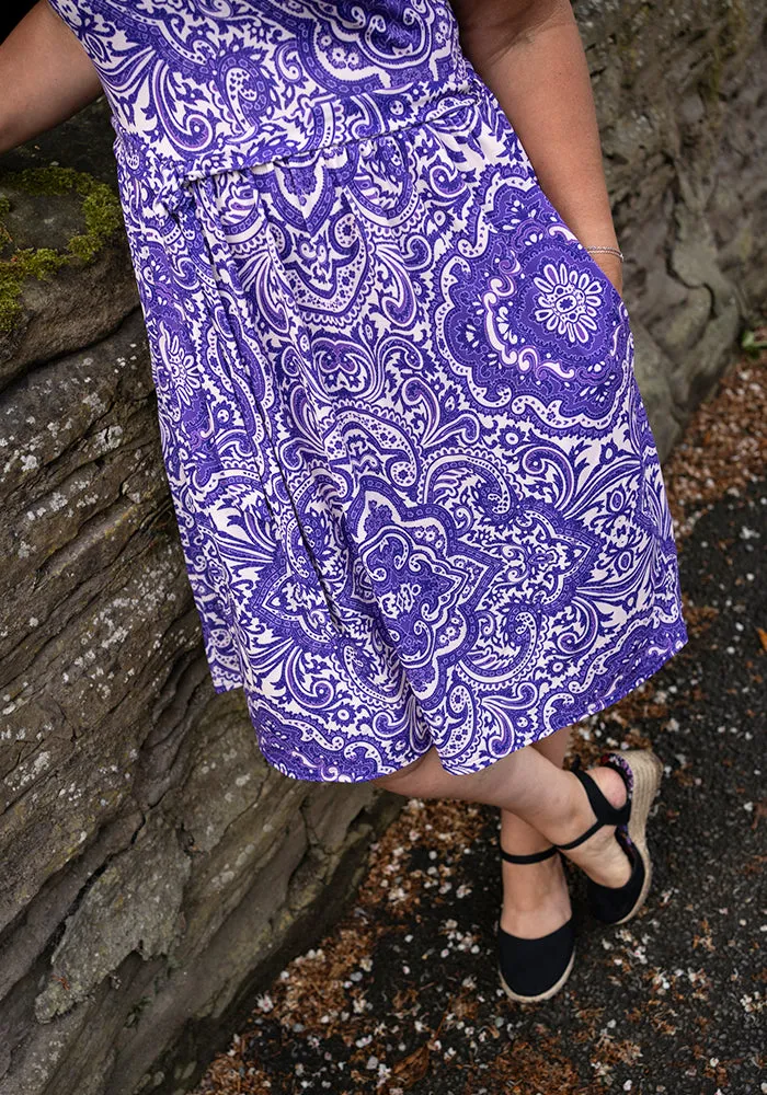 Aleah Purple Tile Print Dress