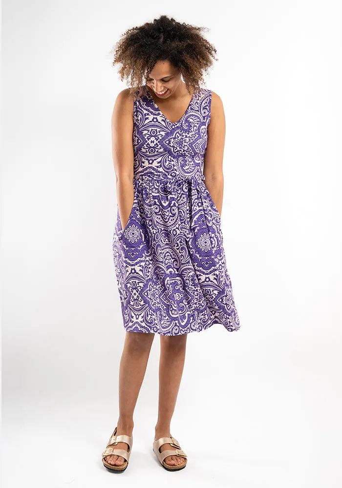 Aleah Purple Tile Print Dress
