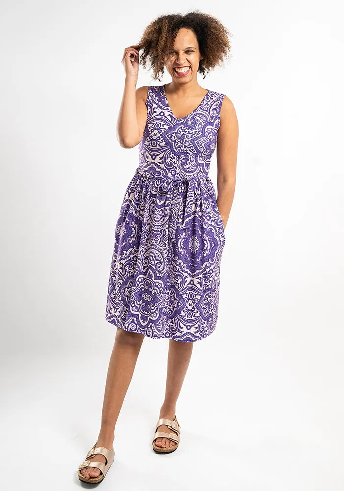 Aleah Purple Tile Print Dress