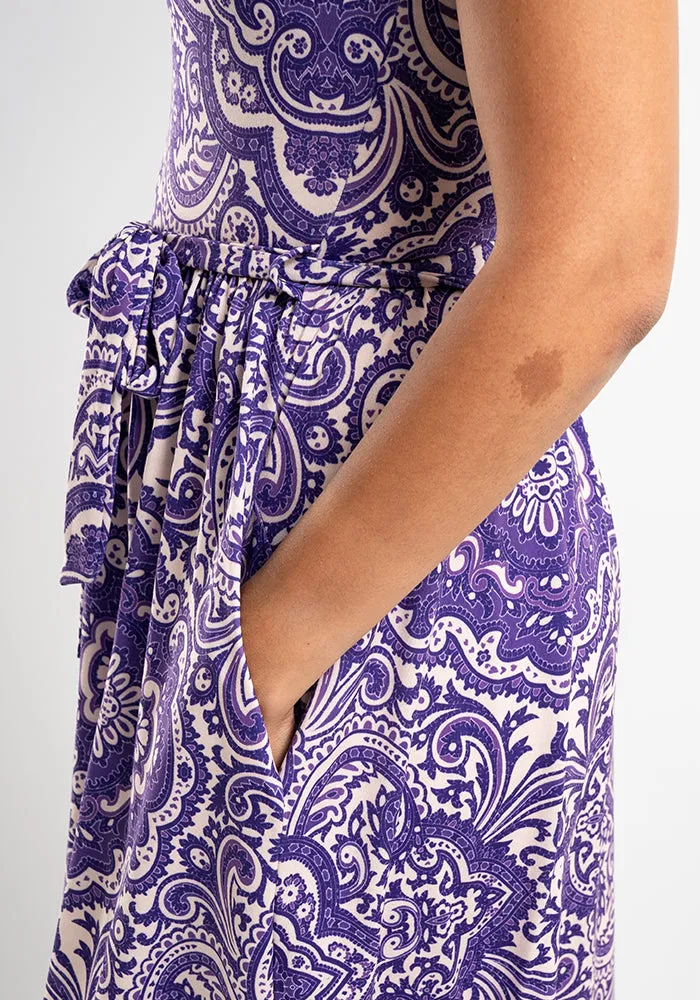 Aleah Purple Tile Print Dress