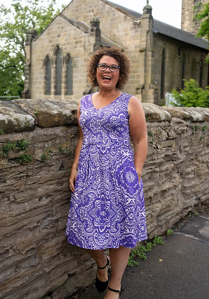 Aleah Purple Tile Print Dress