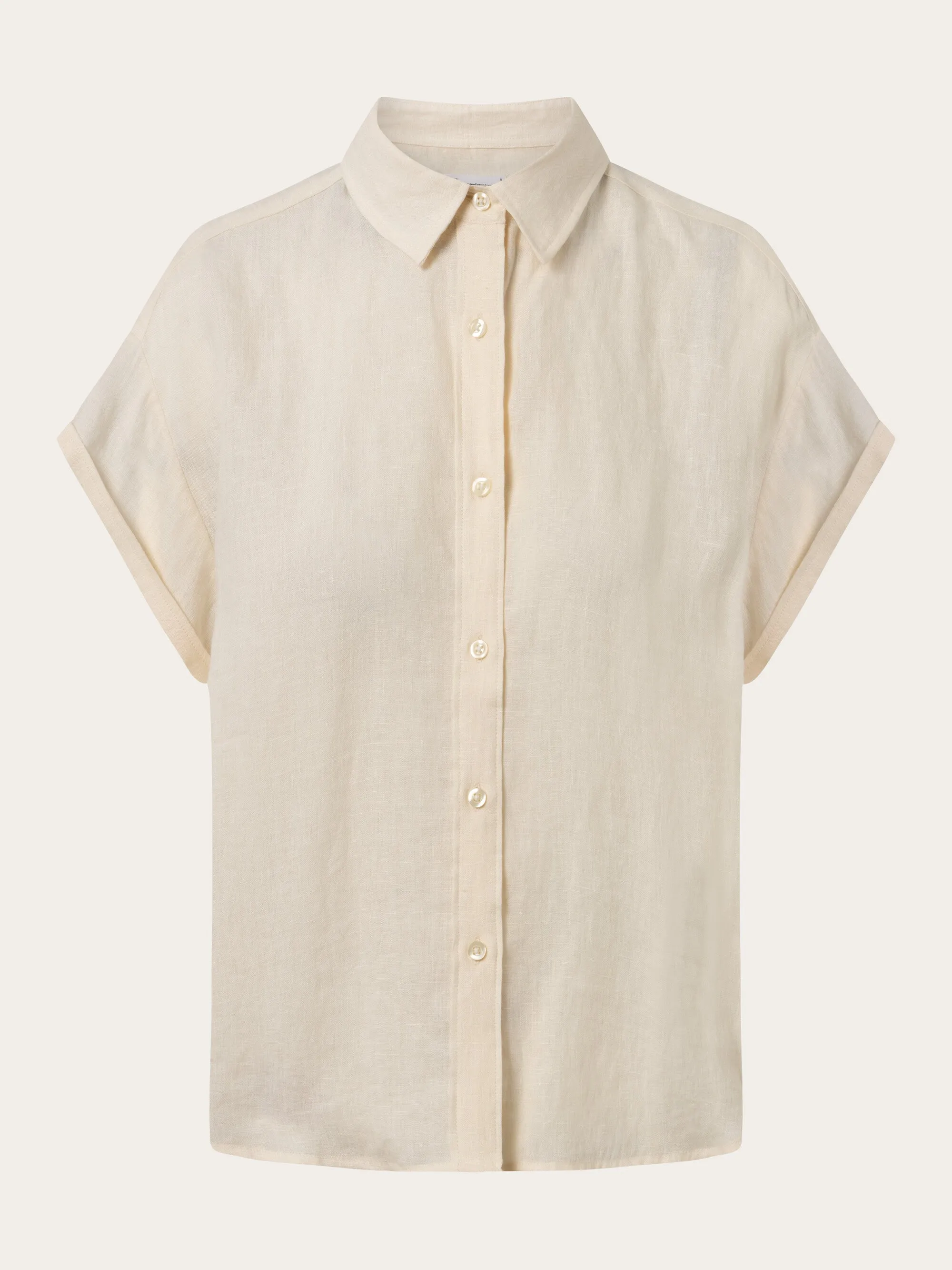 ASTER fold up short sleeve linen shirt - Buttercream