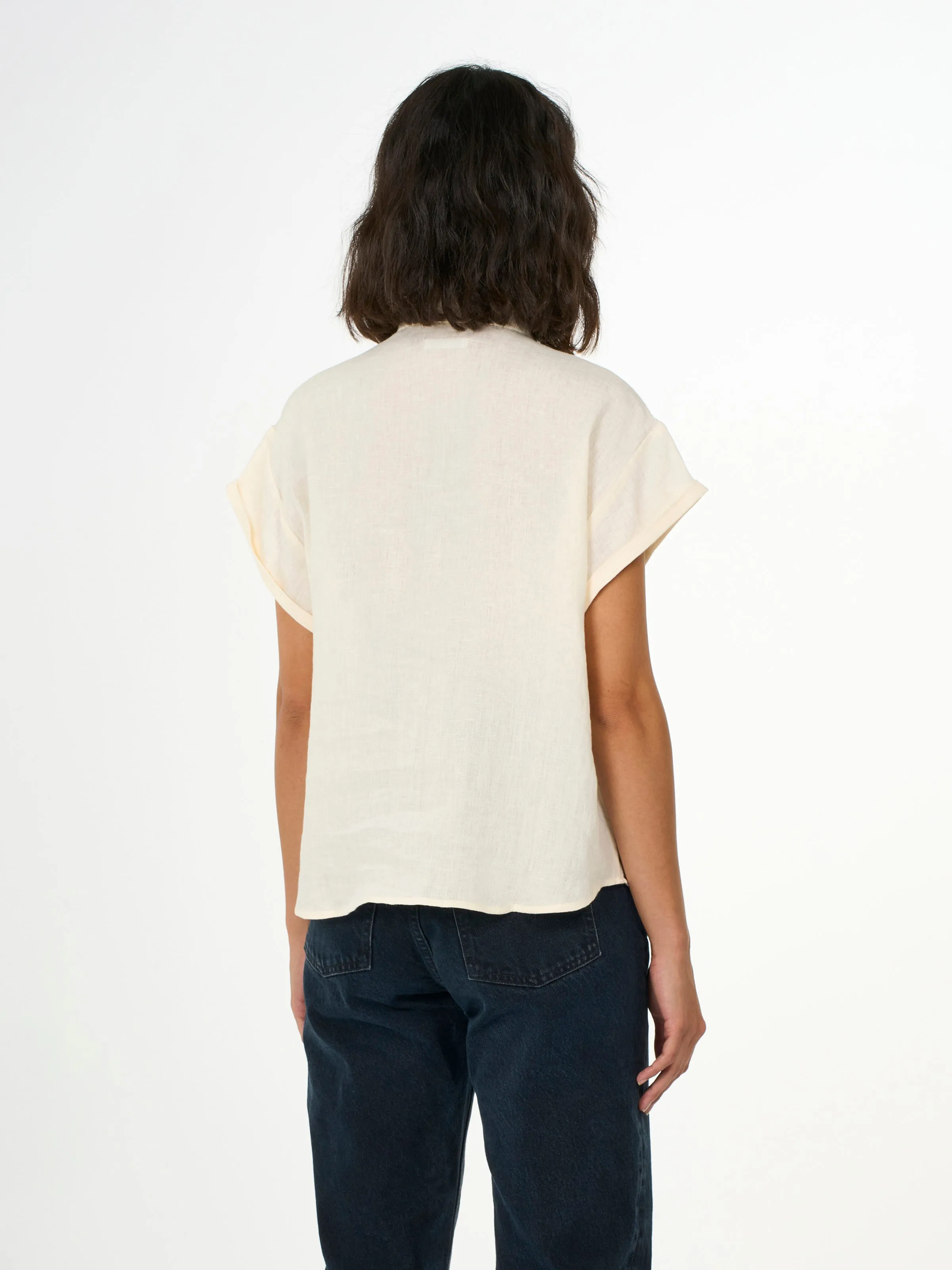 ASTER fold up short sleeve linen shirt - Buttercream