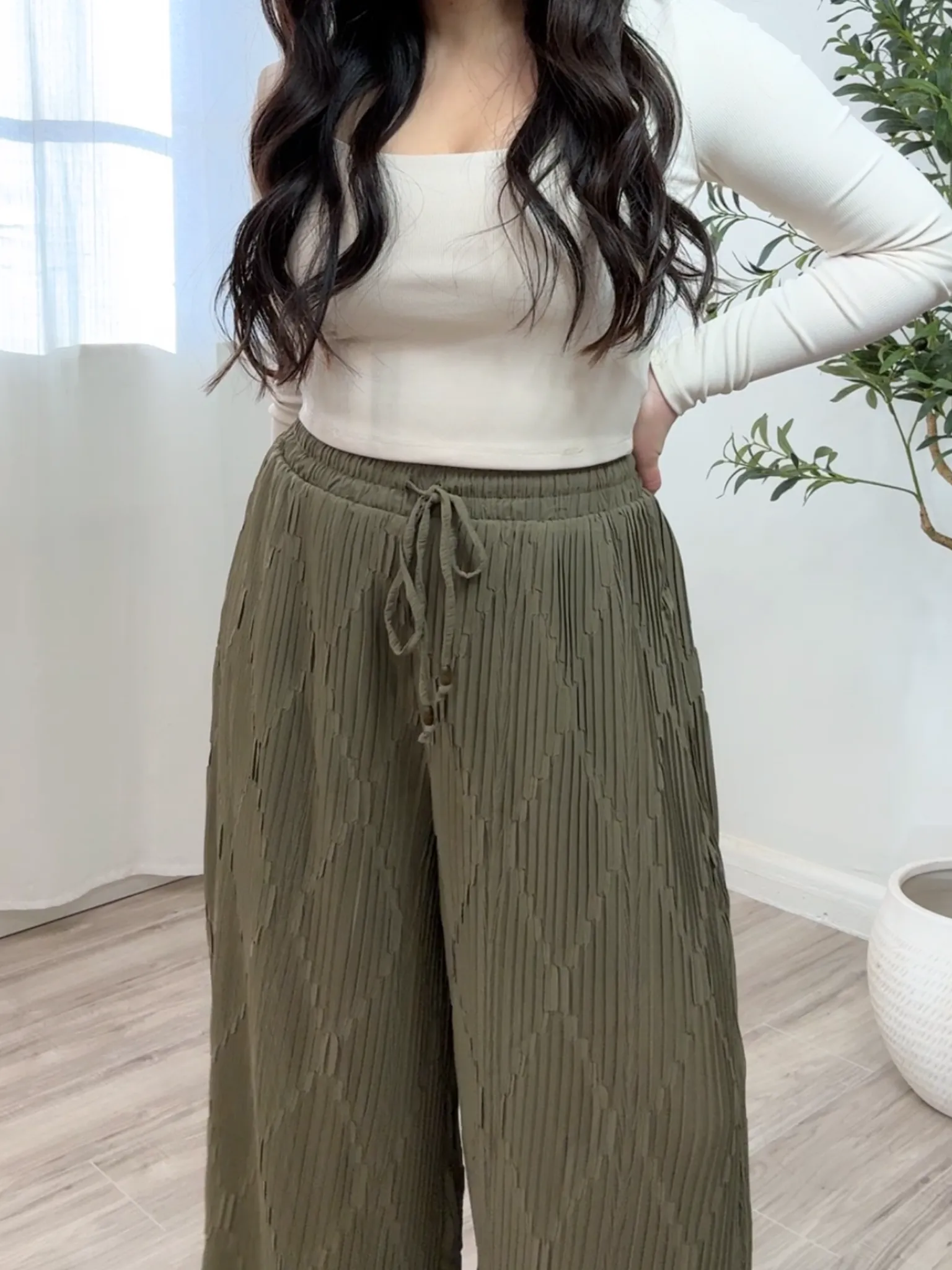 Azul Plisse Wide Leg Pant