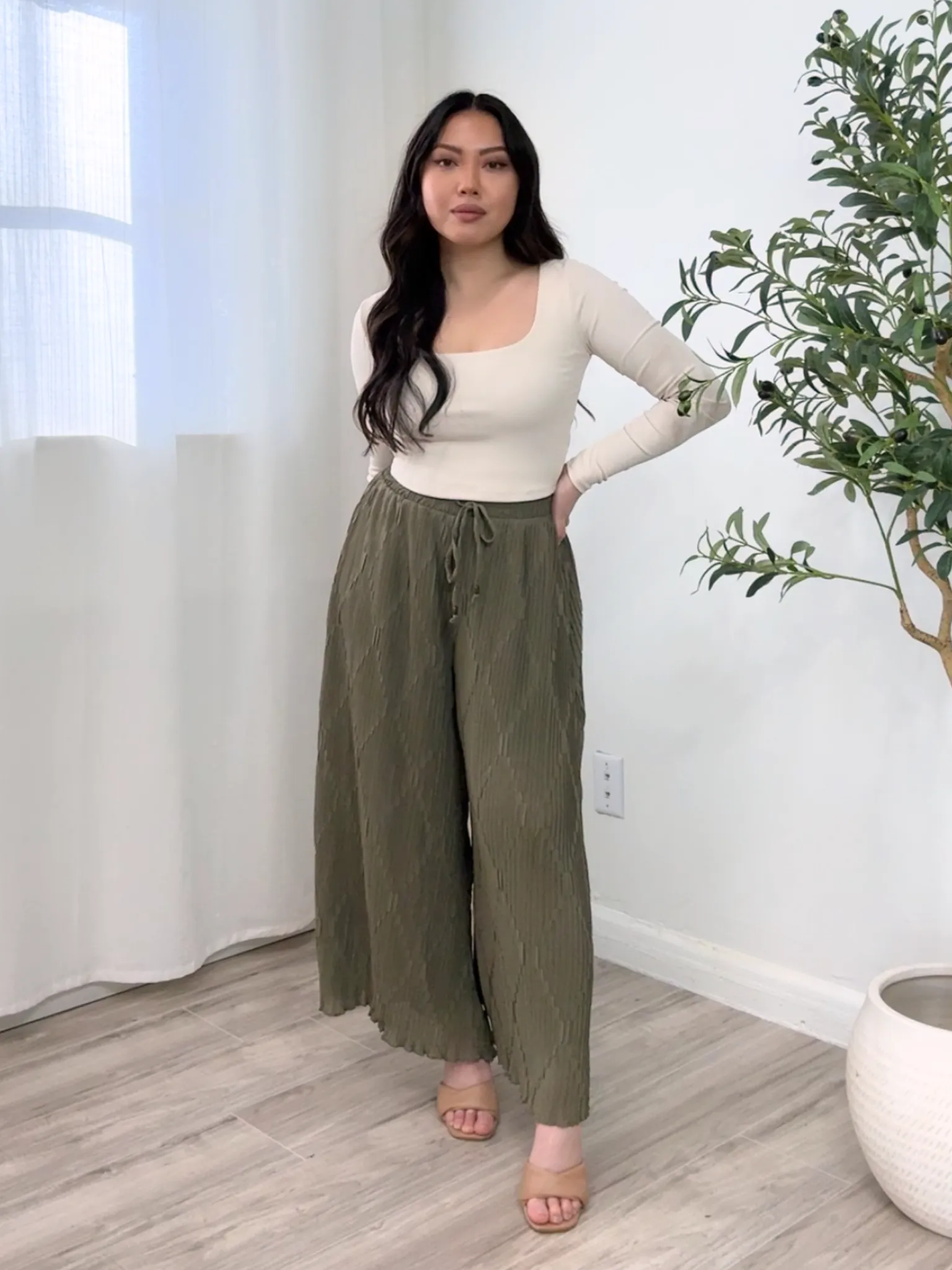 Azul Plisse Wide Leg Pant