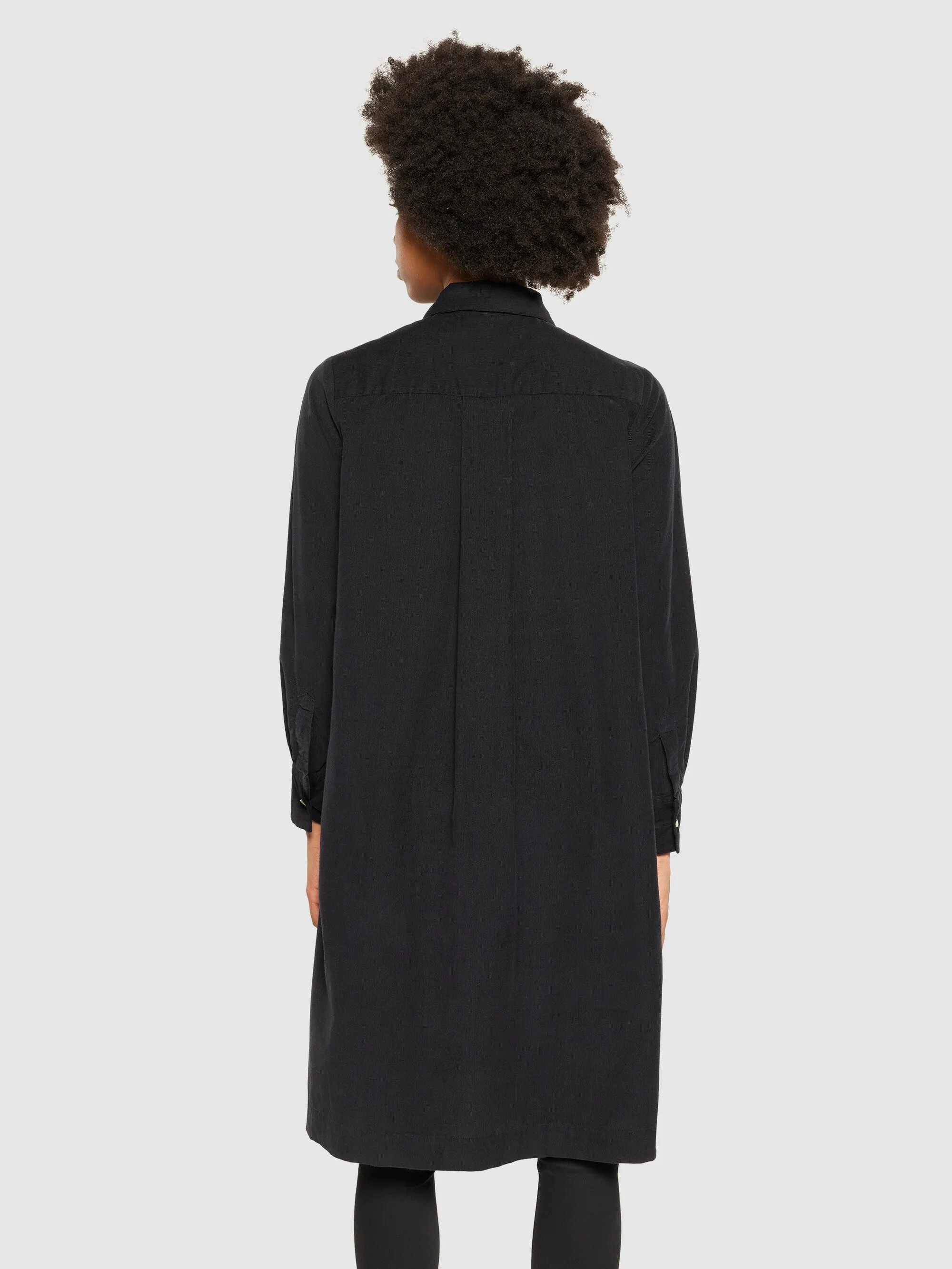 Baby corduroy mid length shirt dress - GOTS/Vegan - Black Jet