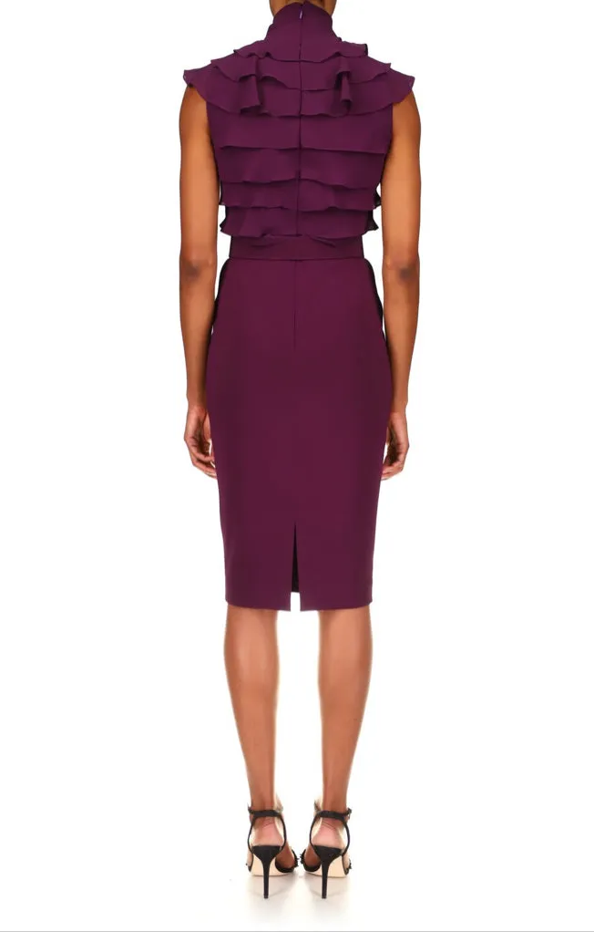 Badgley Mischka Odessa Tie Neck Ruffled Dress