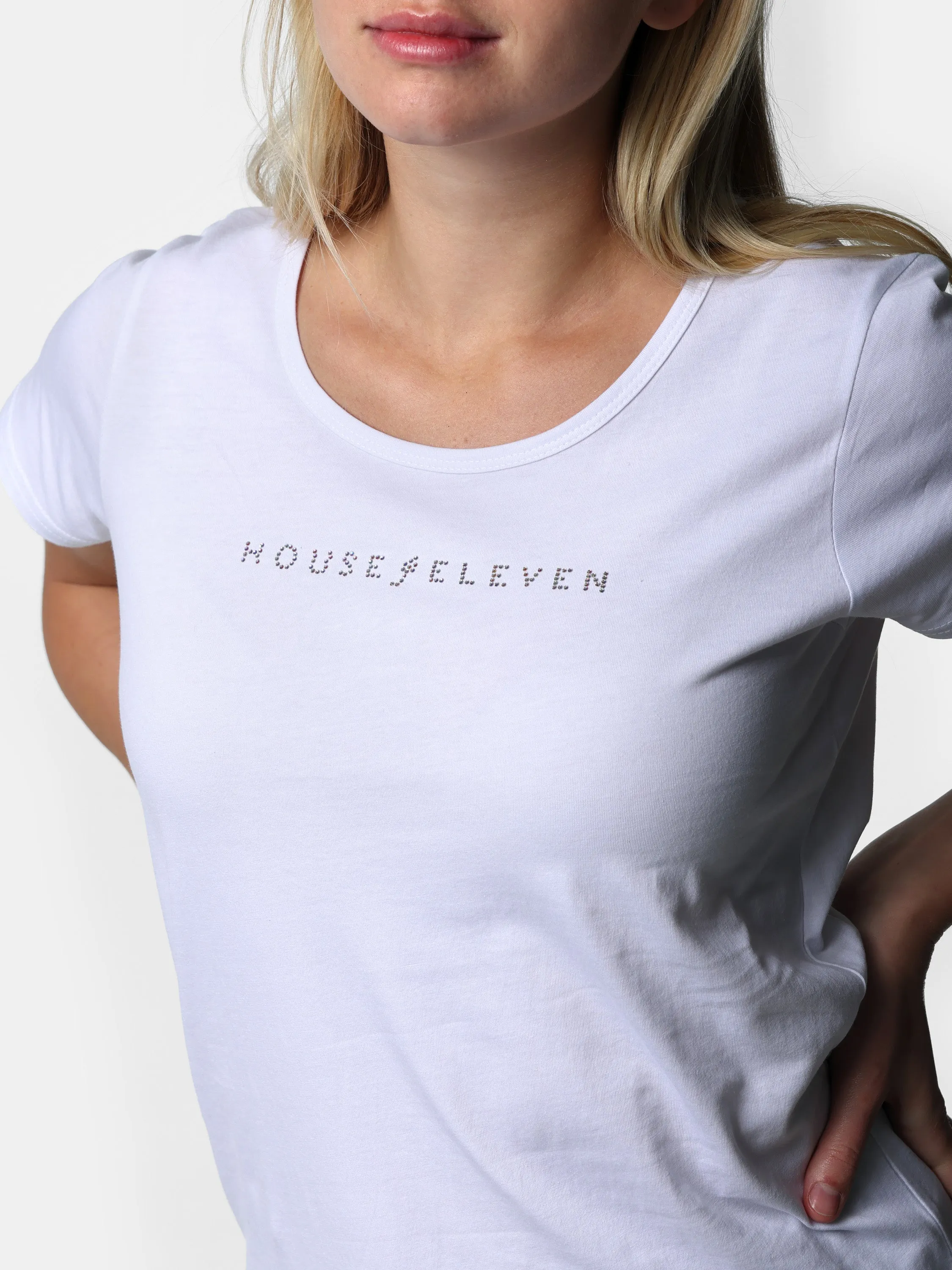 Bedazzled House of Eleven White Tee