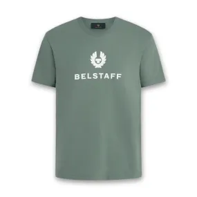 Belstaff Mens Signature T-Shirt in Stylish Mineral Green - Premium Cotton Blend with Classic Fit