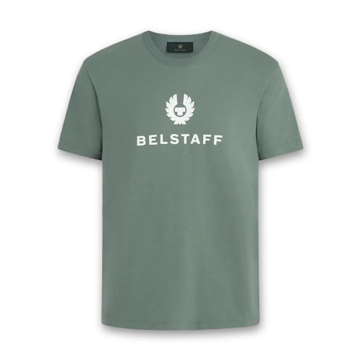 Belstaff Mens Signature T-Shirt in Stylish Mineral Green - Premium Cotton Blend with Classic Fit
