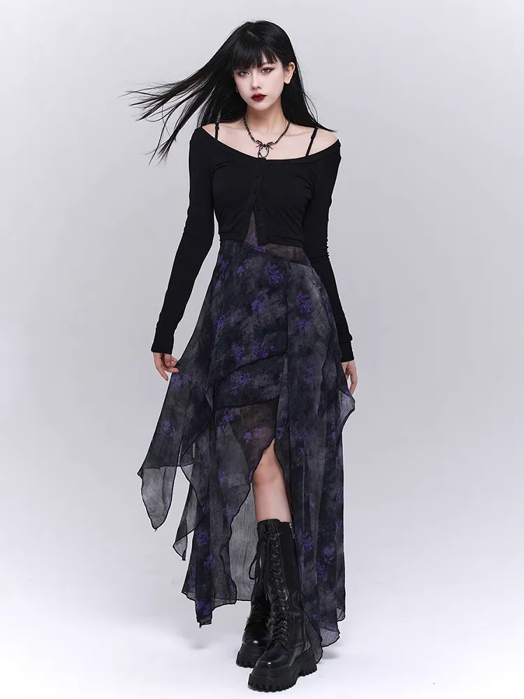 Black Slim-fitting Knitted Cropped Cardigan