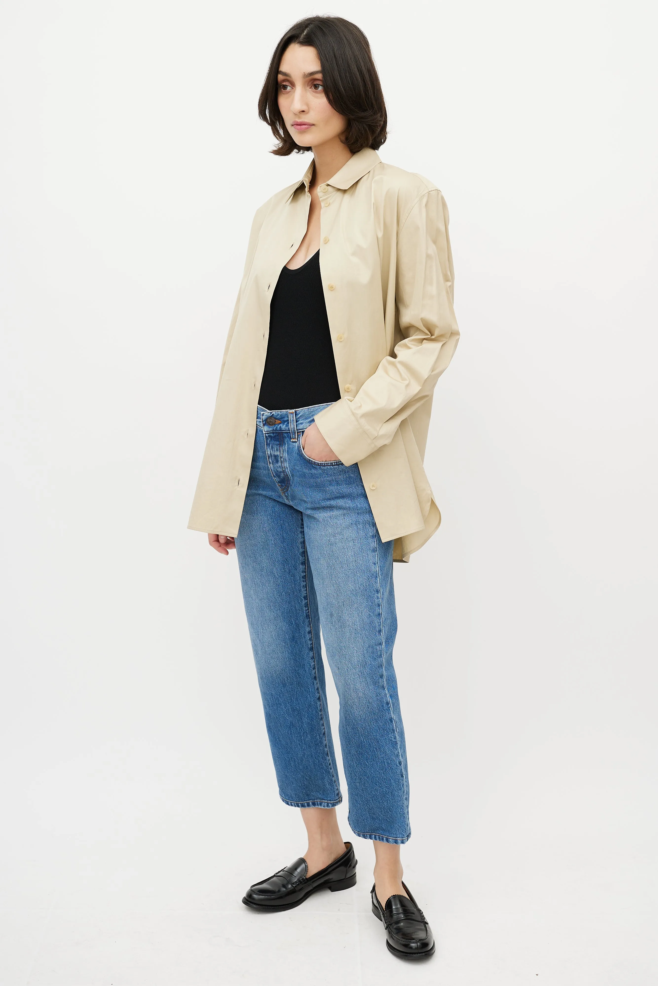 Blue Cotton Denim Medium Wash Jeans