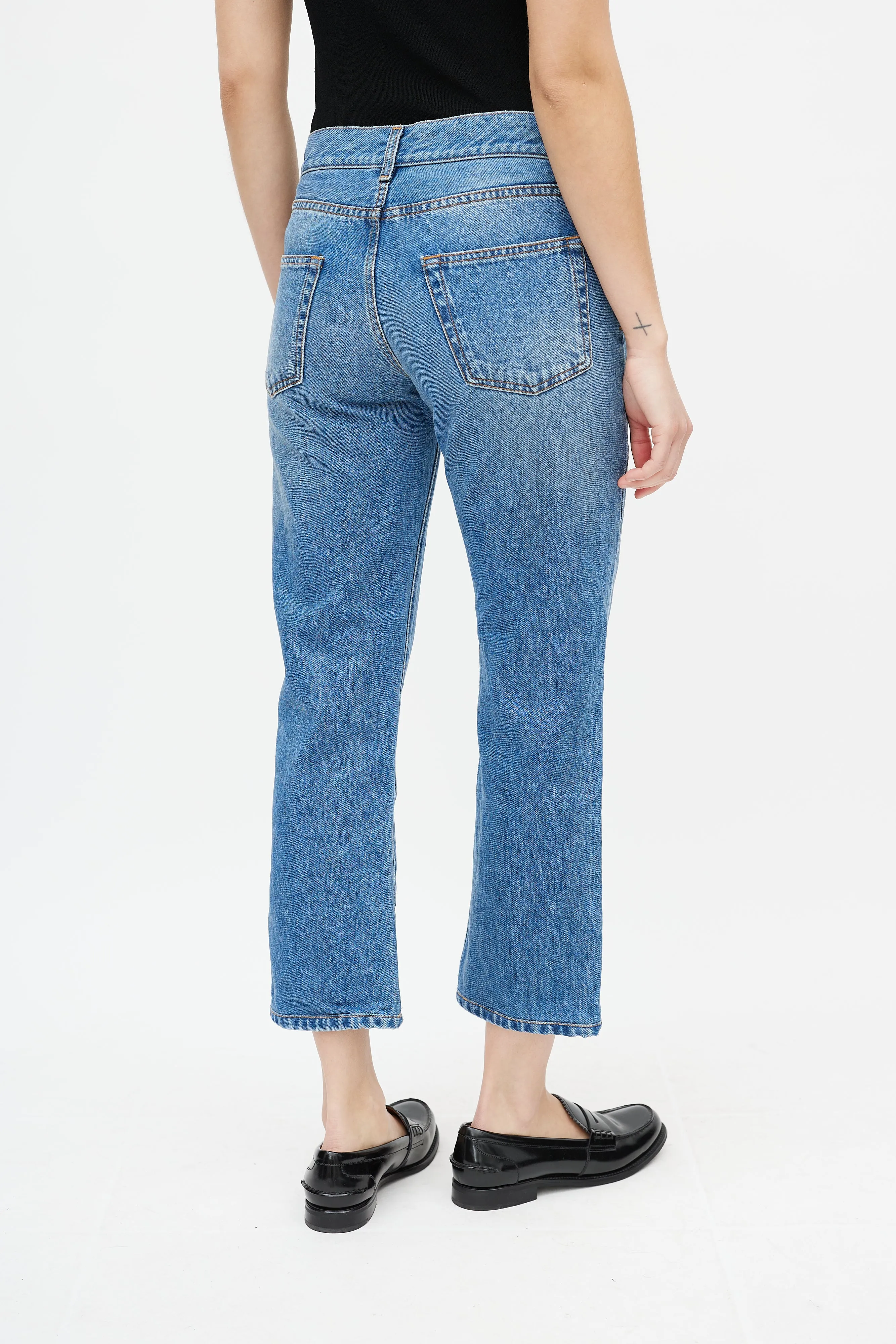 Blue Cotton Denim Medium Wash Jeans