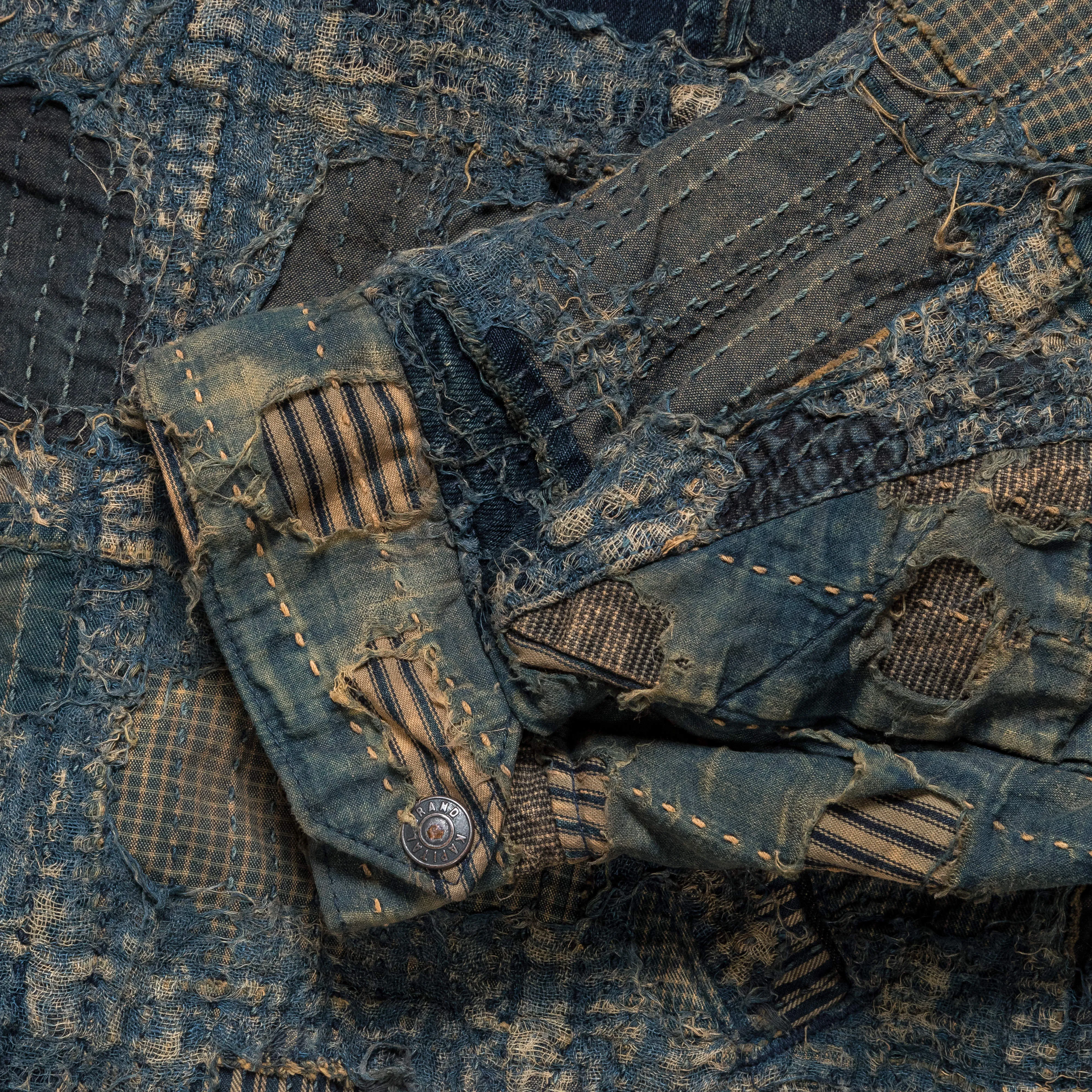 Optimized Vintage Dark Indigo Boro T-Back Drizzler Jacket