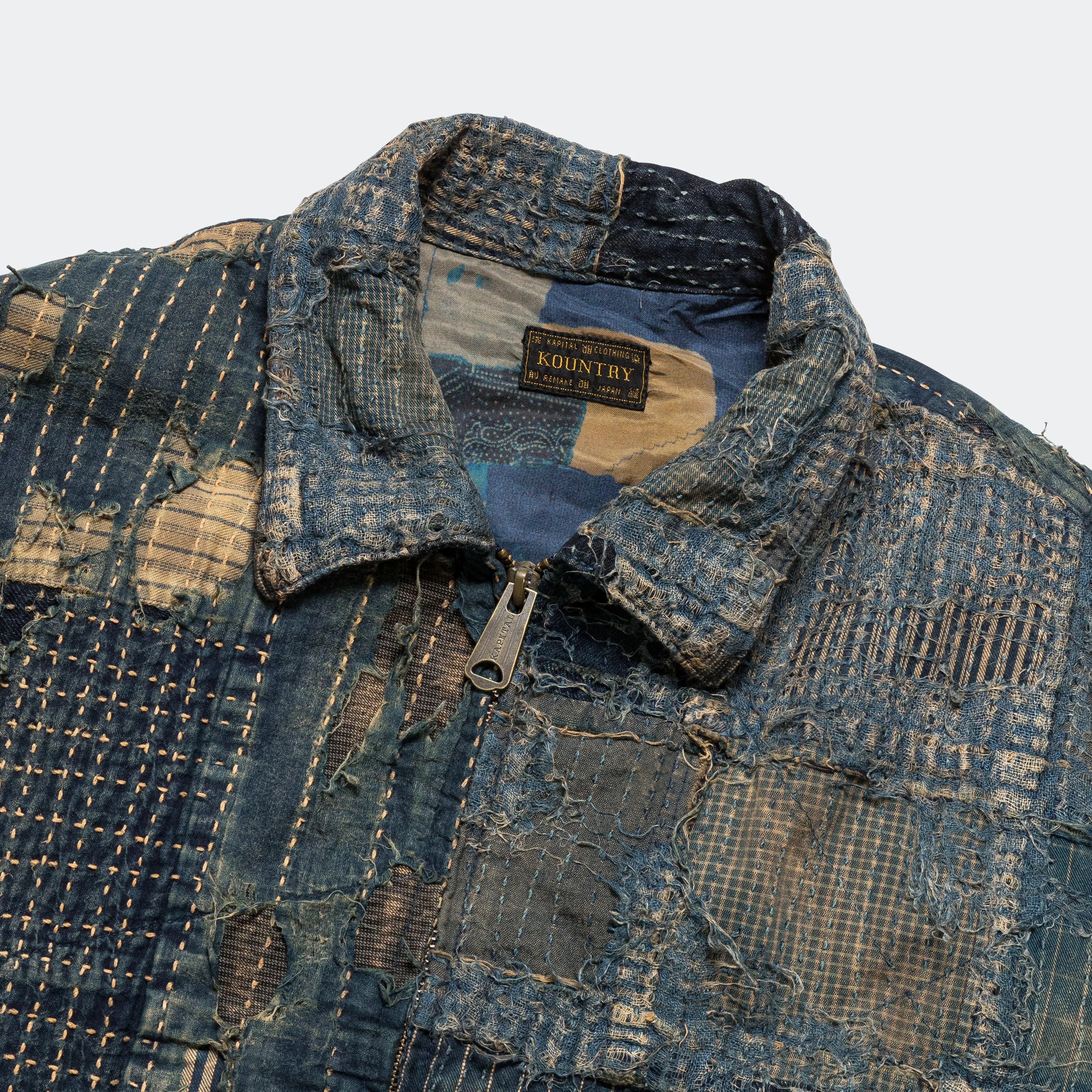 Optimized Vintage Dark Indigo Boro T-Back Drizzler Jacket