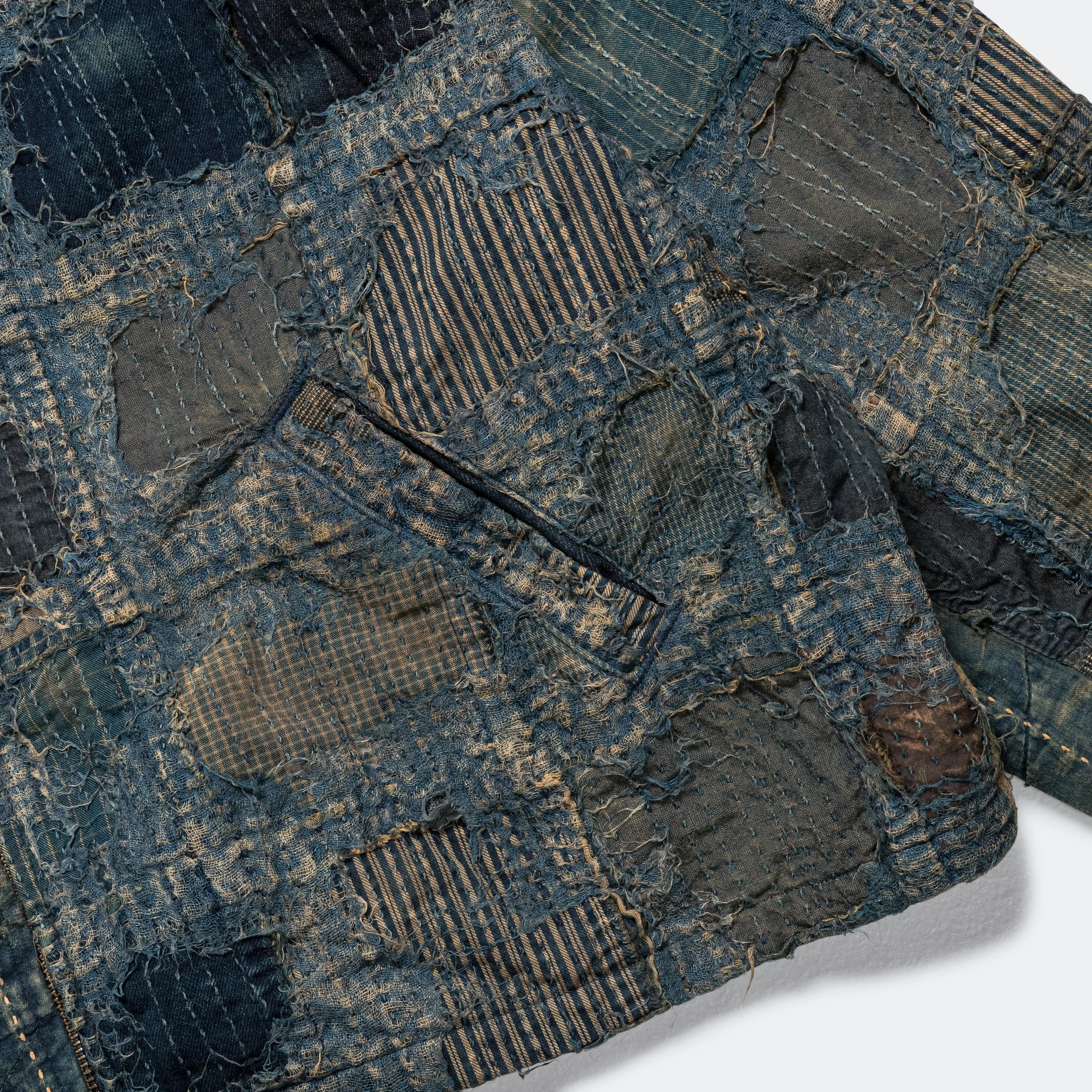 Optimized Vintage Dark Indigo Boro T-Back Drizzler Jacket