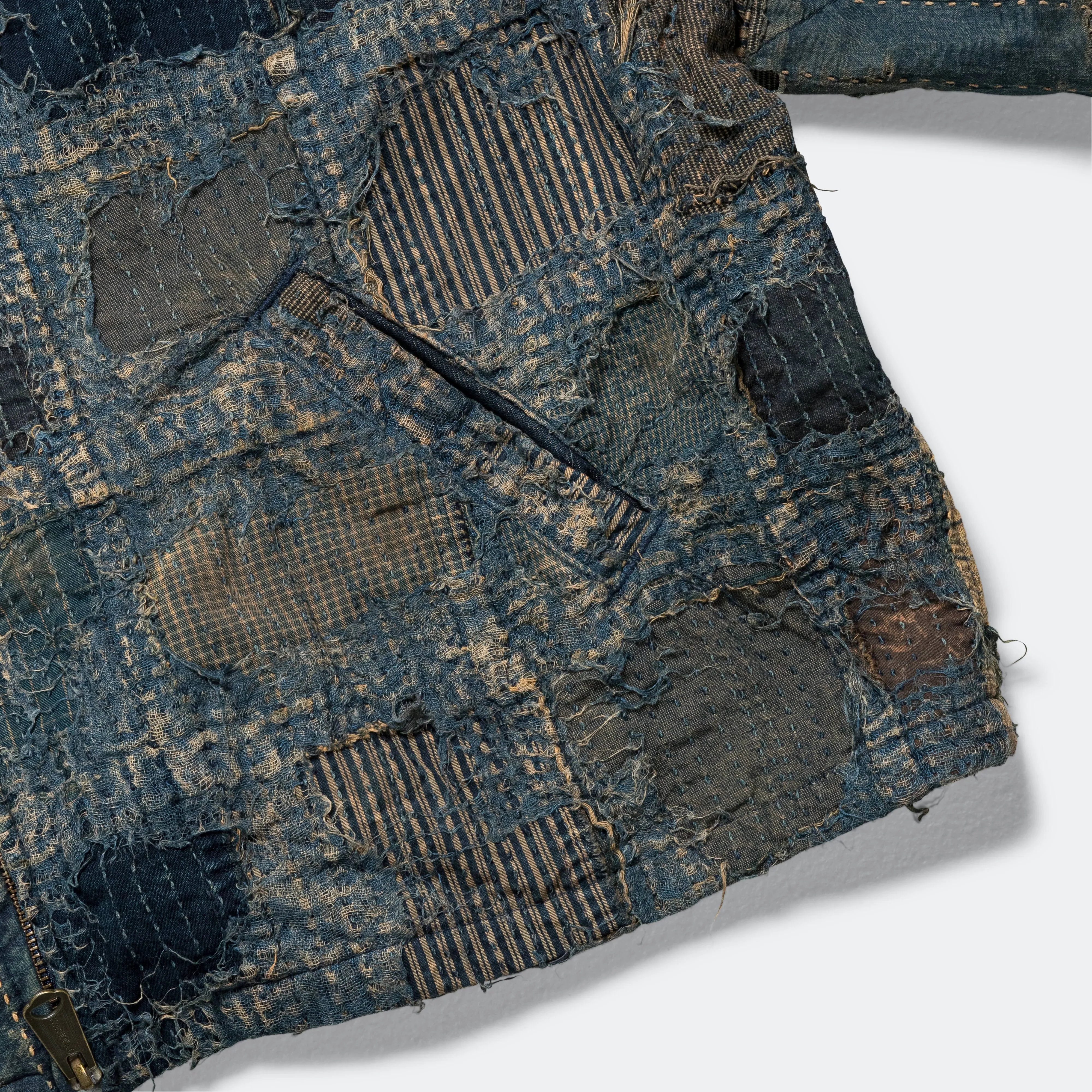 Optimized Vintage Dark Indigo Boro T-Back Drizzler Jacket
