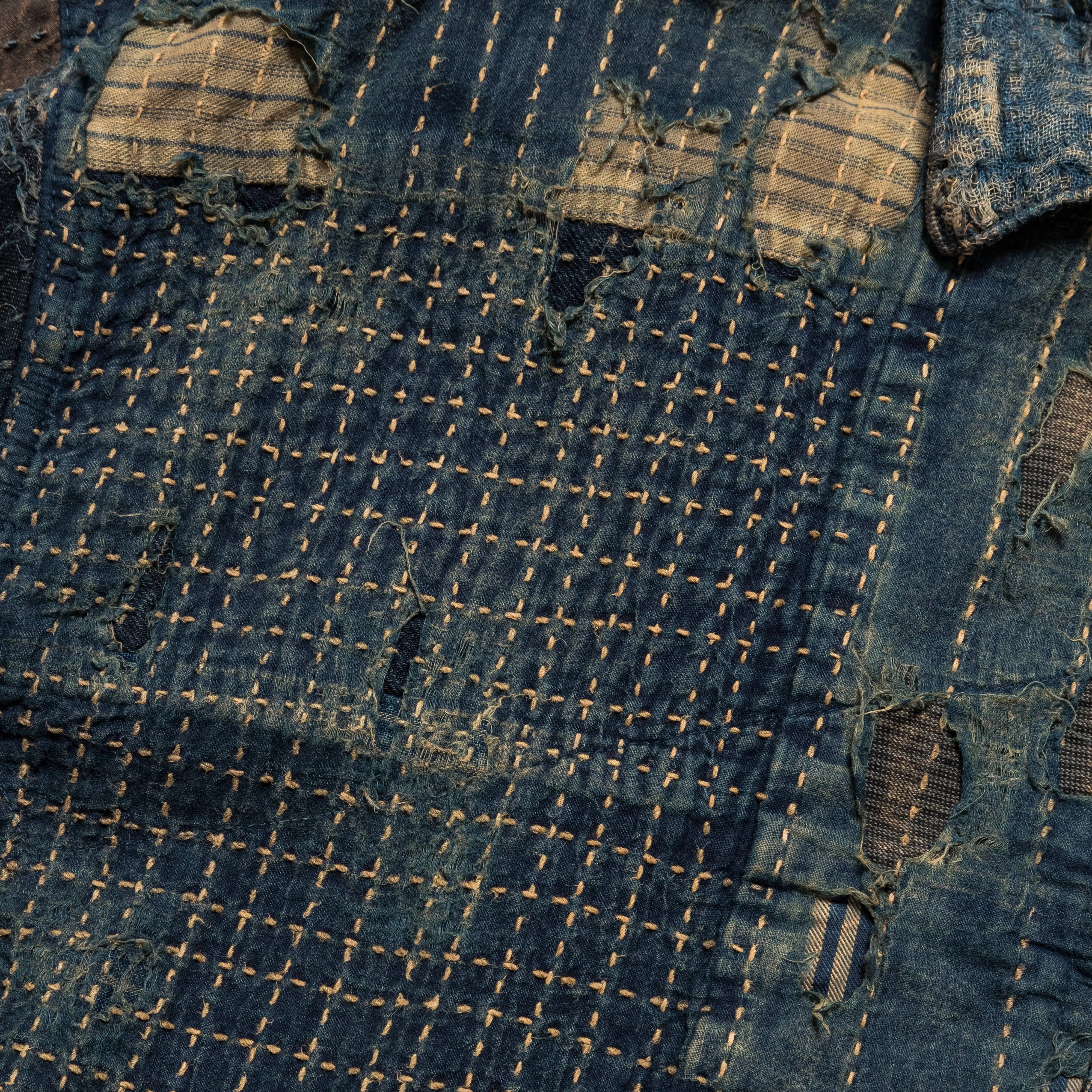 Optimized Vintage Dark Indigo Boro T-Back Drizzler Jacket