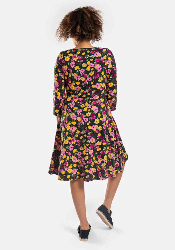 Cami Spring Floral Ditsy Print Cotton Trapeze Dress