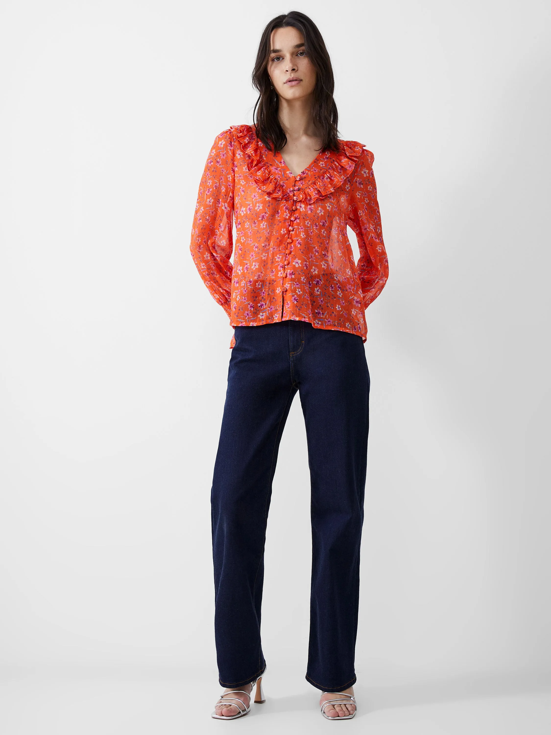 Camille Frill Shirred Sleeve Top