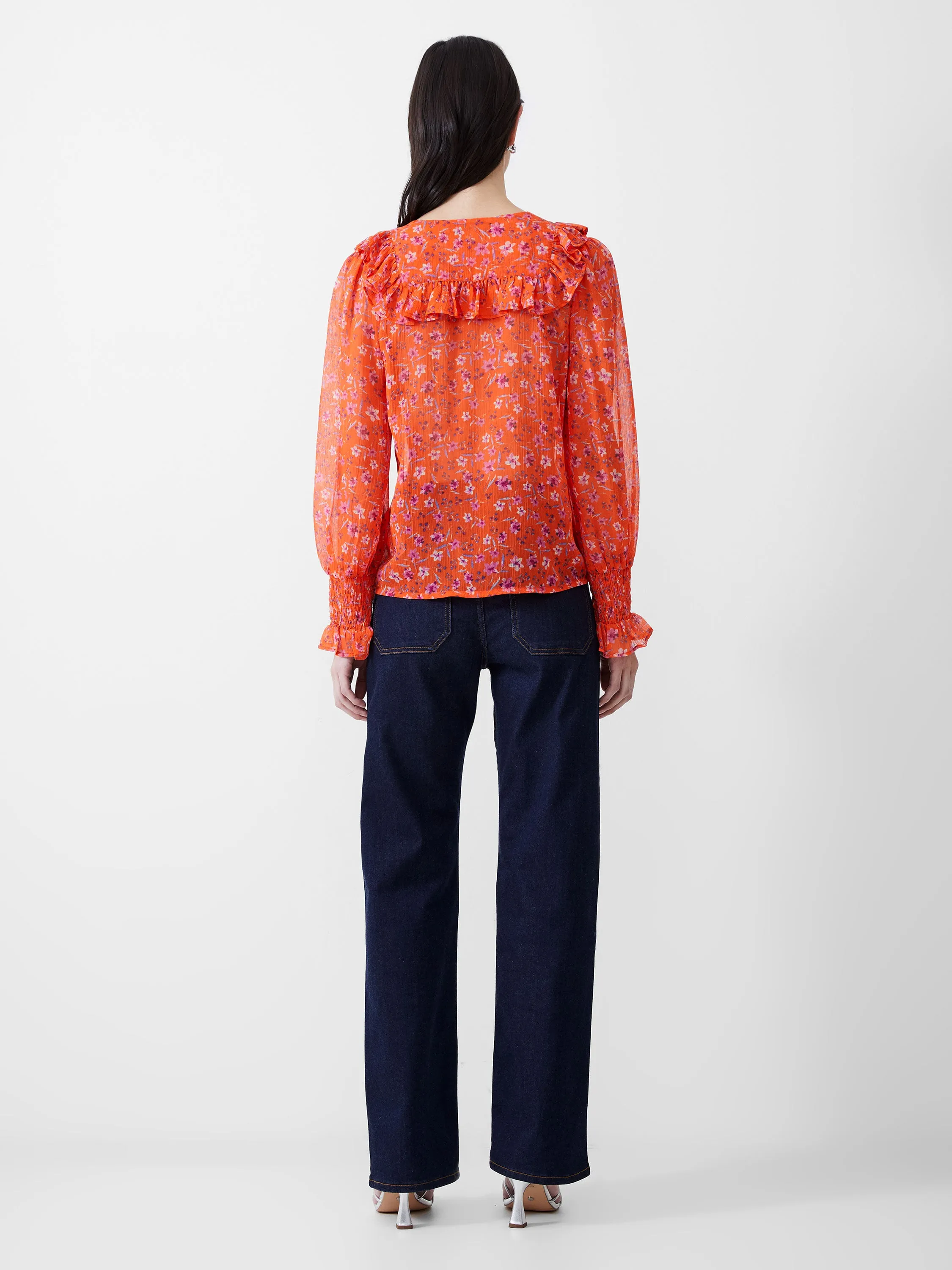 Camille Frill Shirred Sleeve Top