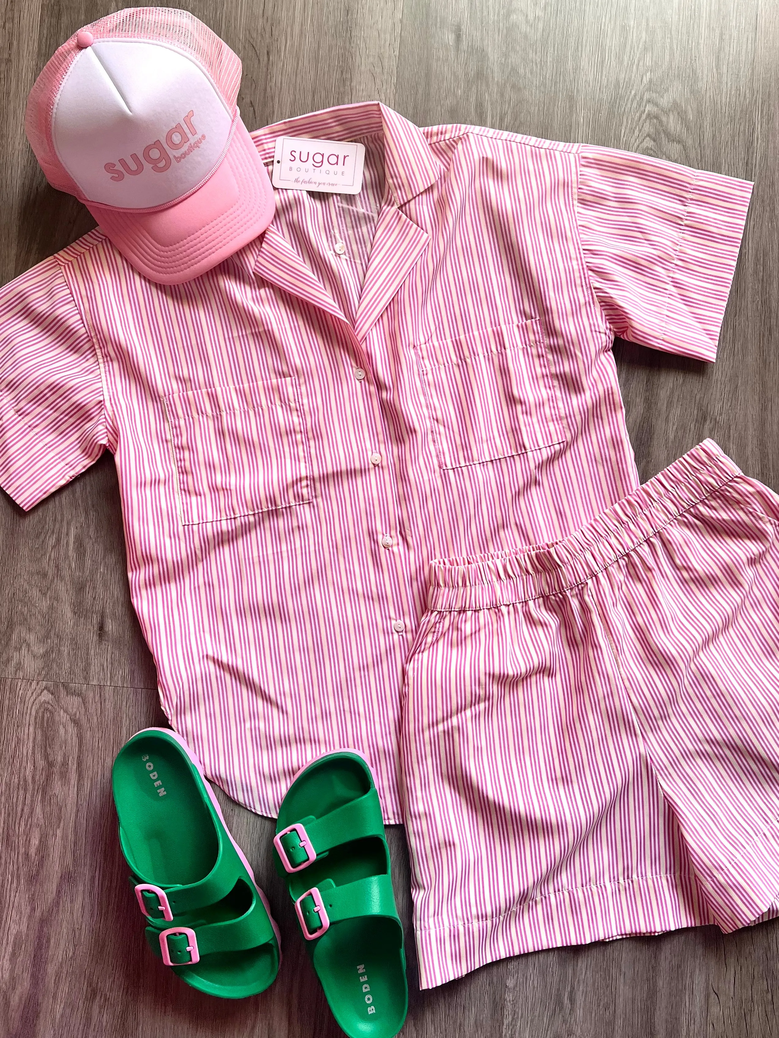 Candy Stripe Button Up Set