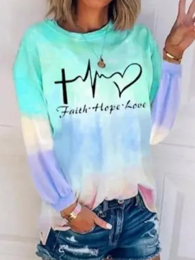 Casual gradient long-sleeved t-shirt