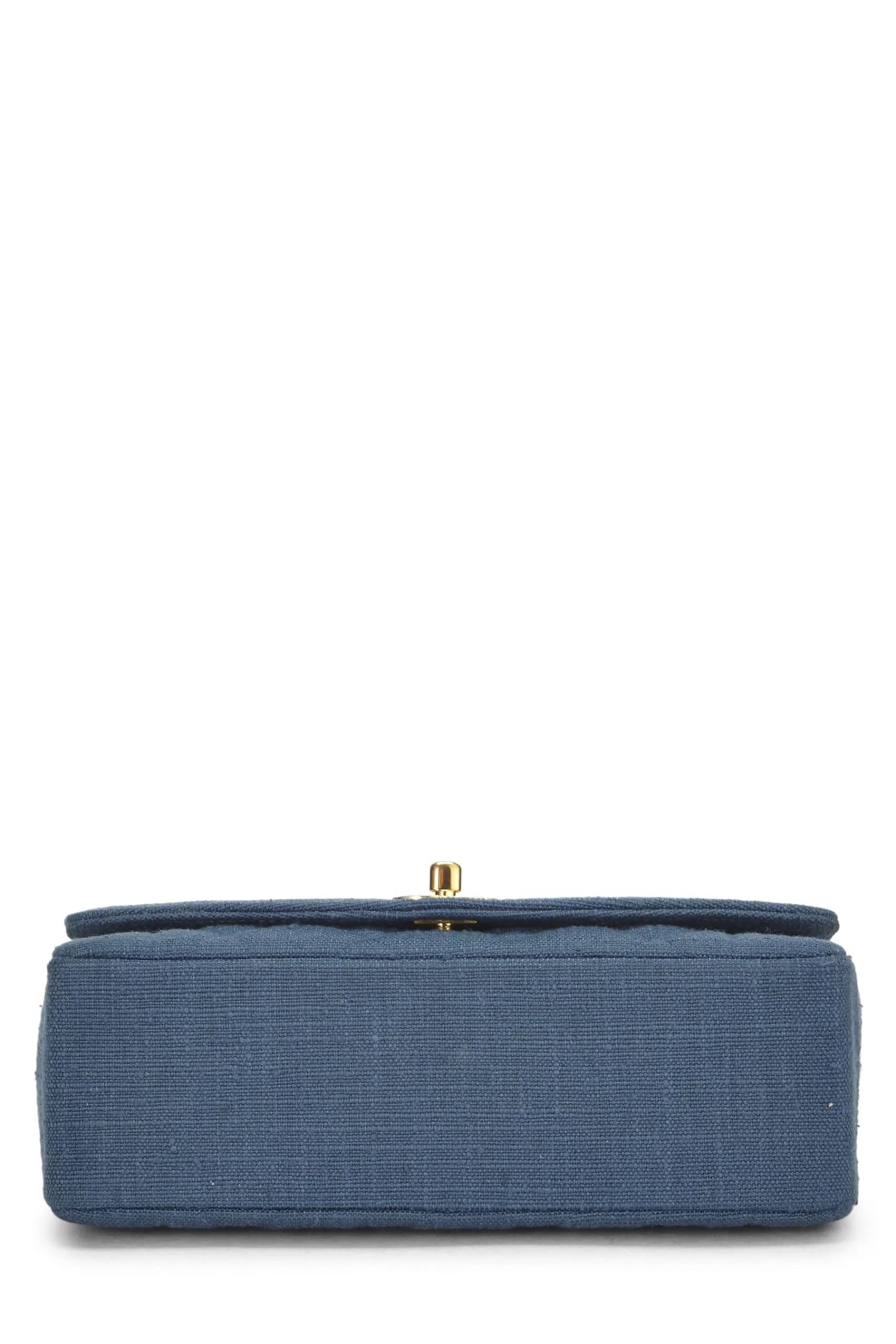 Chanel,  Blue Quilted Linen Classic Double Flap Small, Blue
