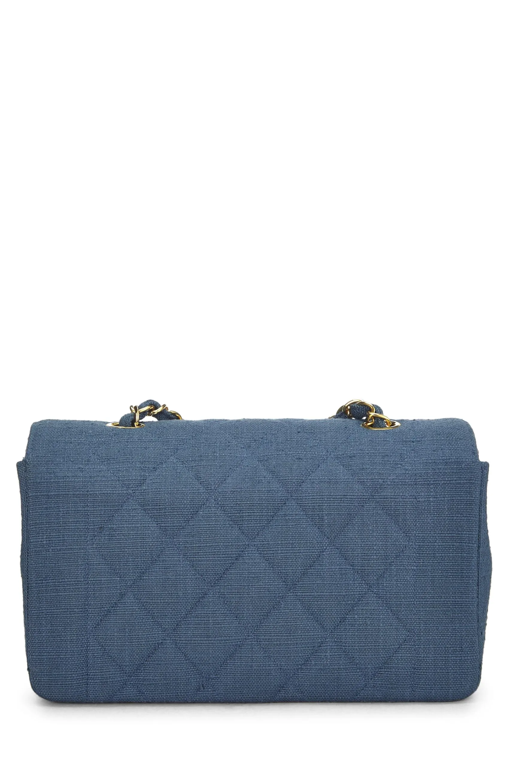 Chanel,  Blue Quilted Linen Classic Double Flap Small, Blue