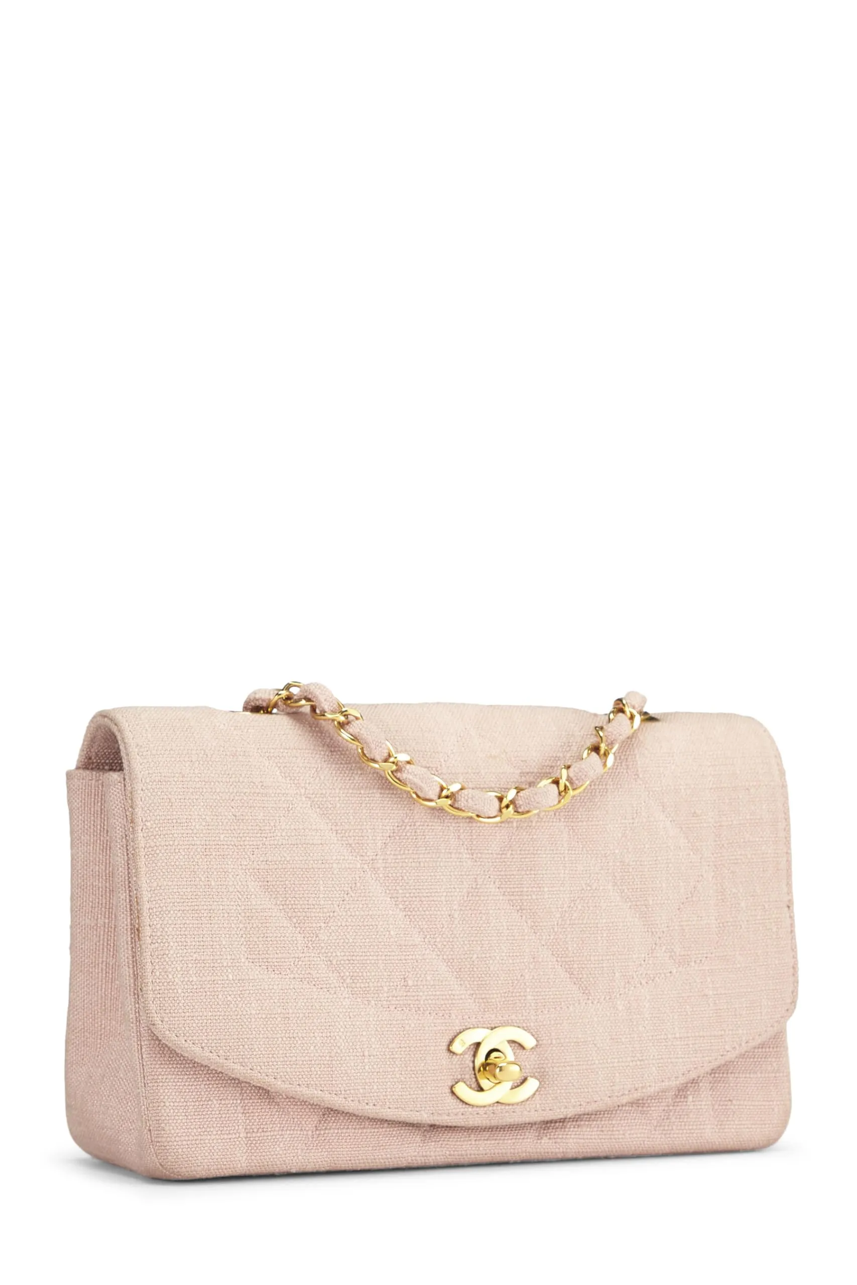 Chanel,  Pink Linen Diana Flap Small, Pink