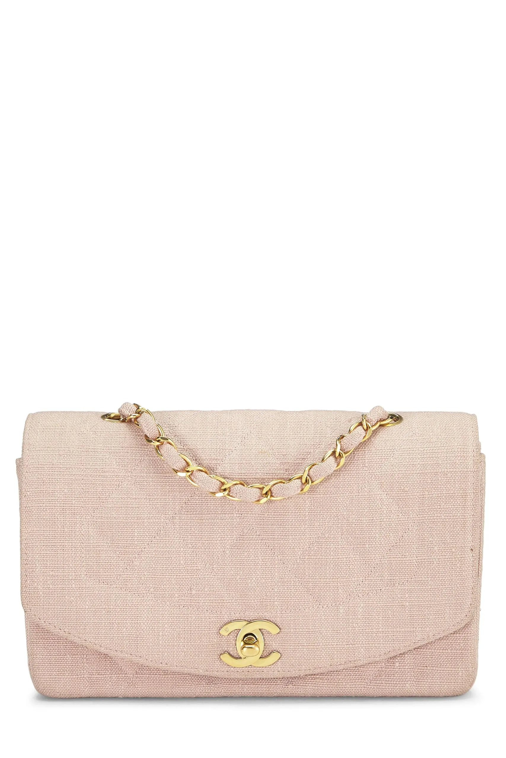 Chanel,  Pink Linen Diana Flap Small, Pink