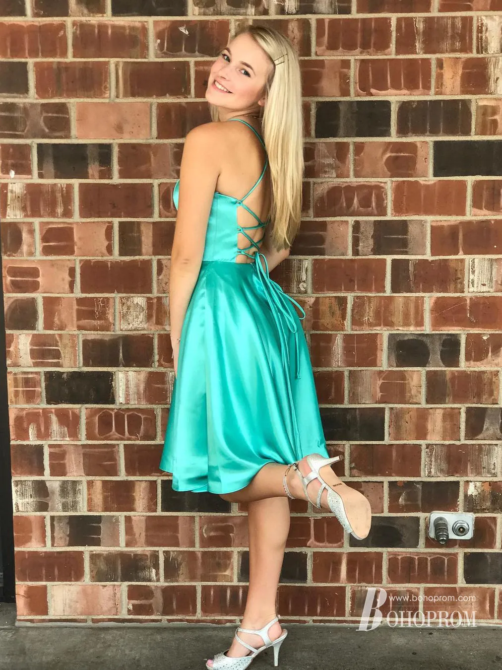 Cheap Satin Homecoming Dresses A-line Short Party Gowns HD249