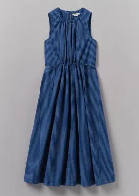 Cotton Poplin Stripe Dress | Celtic Blue