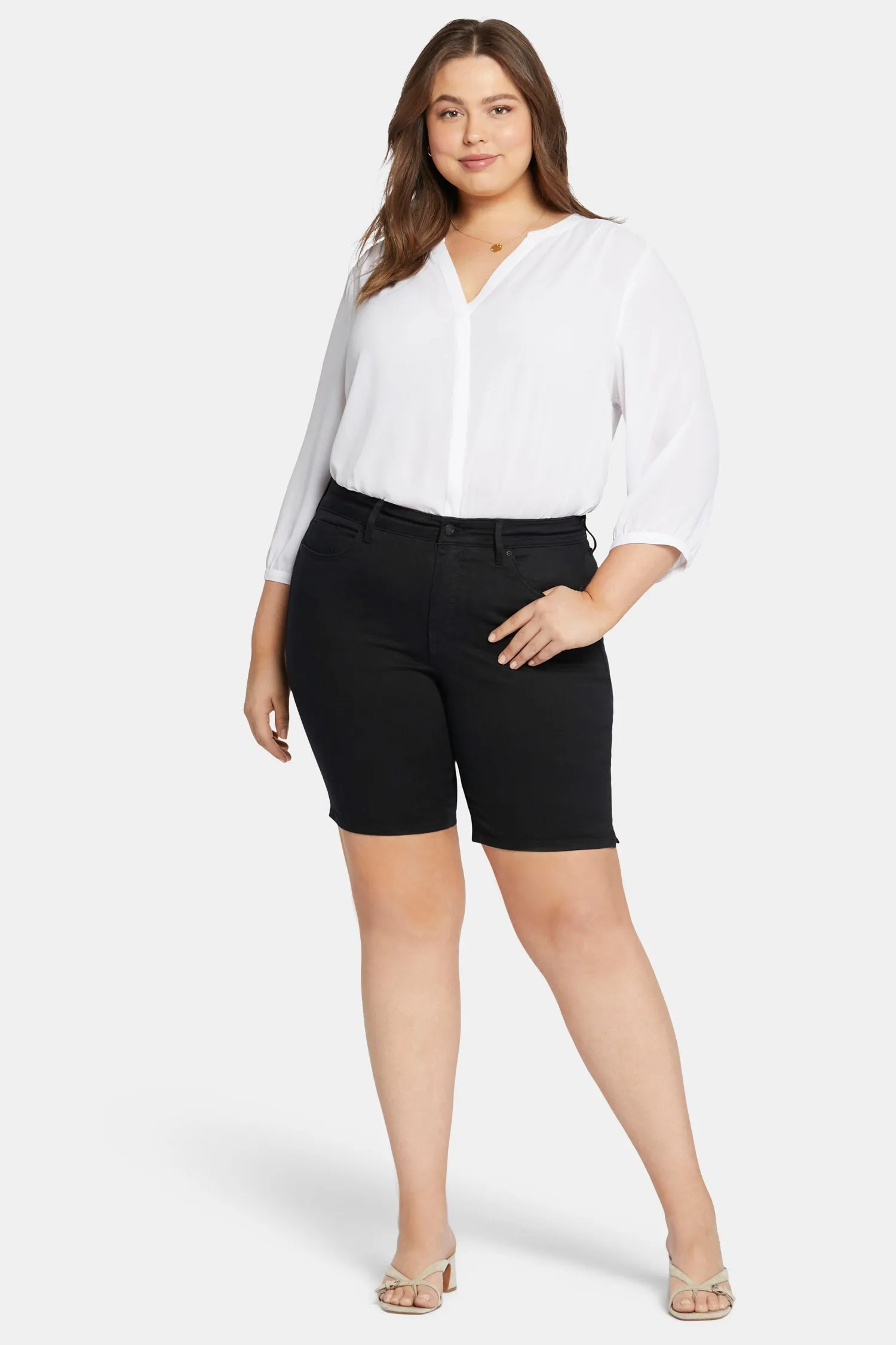 Ella Denim Shorts In Petite Plus - Black