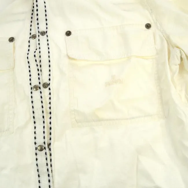 Fendi White Black Stitching Blouse