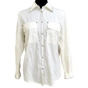 Fendi White Black Stitching Blouse