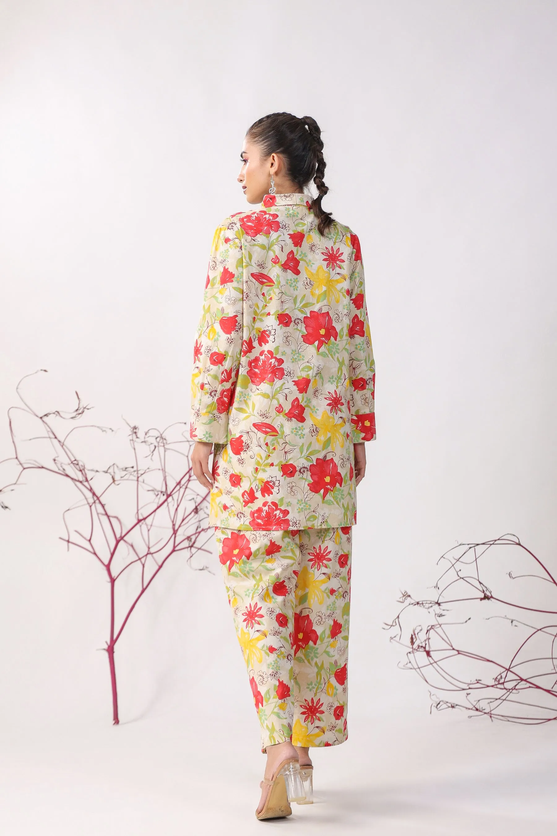 Fleurs Jaal On Cotton Flex Co-ord Set