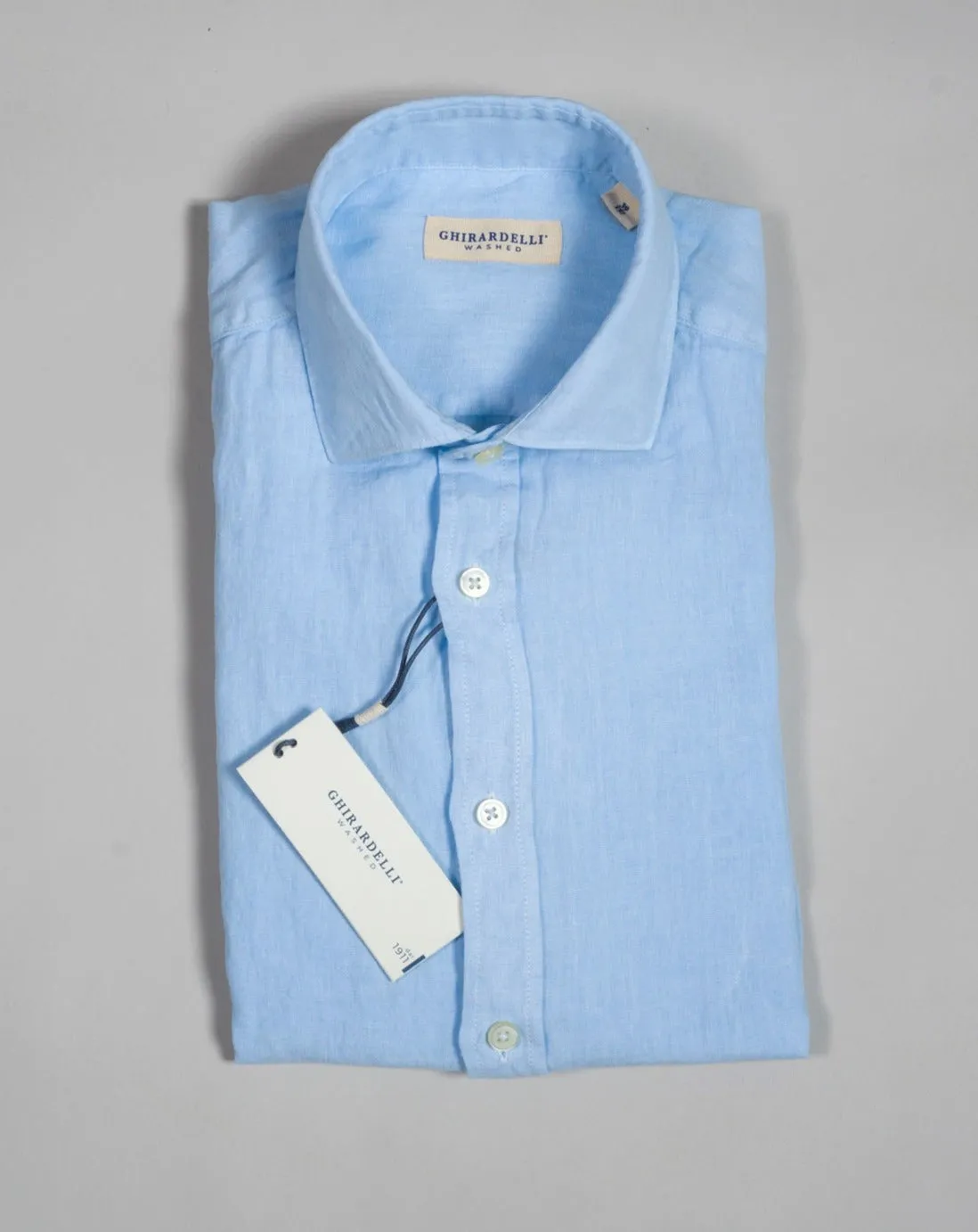 Ghirardelli Washed Linen Shirt / Light Blue