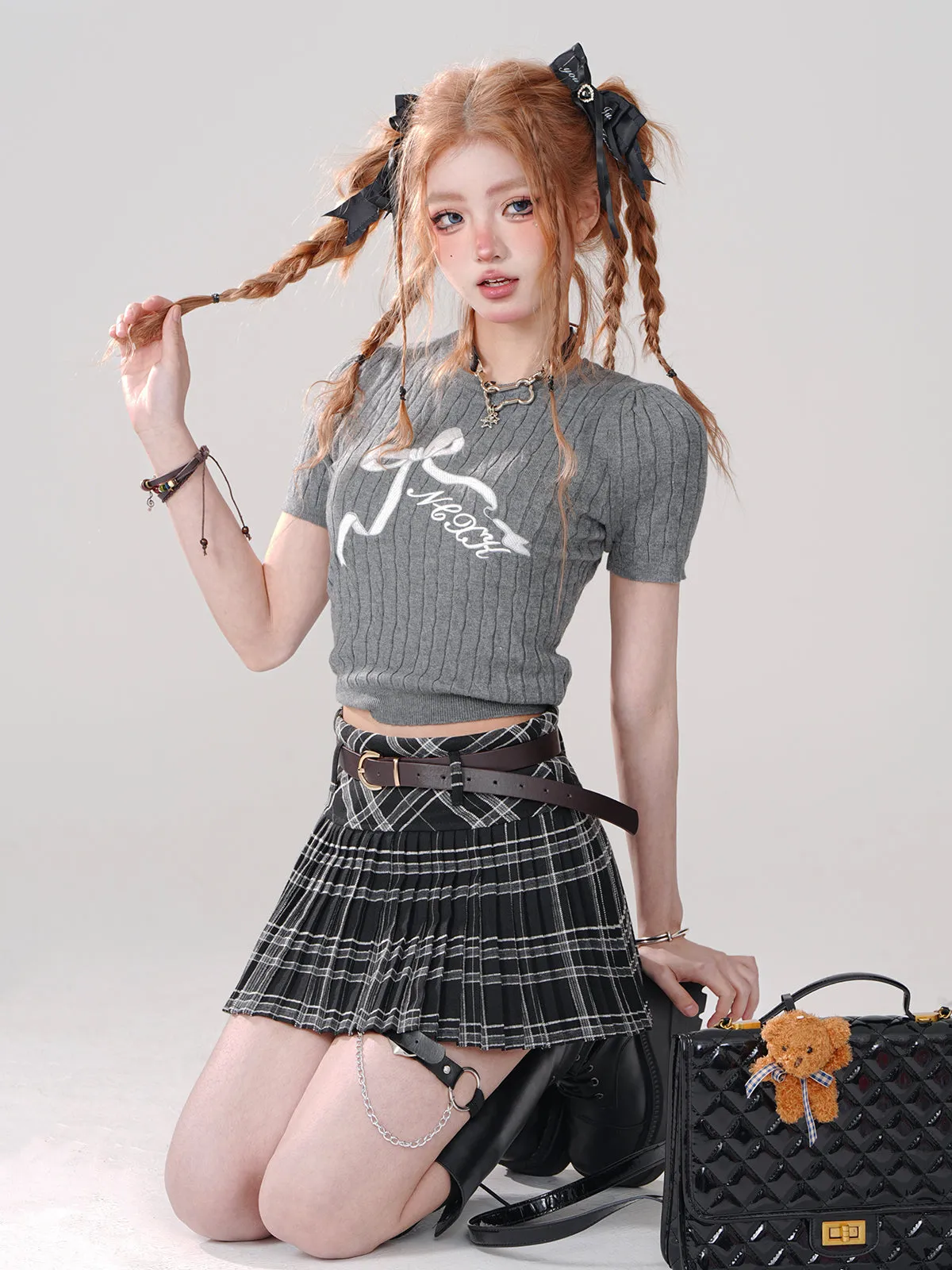 Girly Bow Short Top Tight