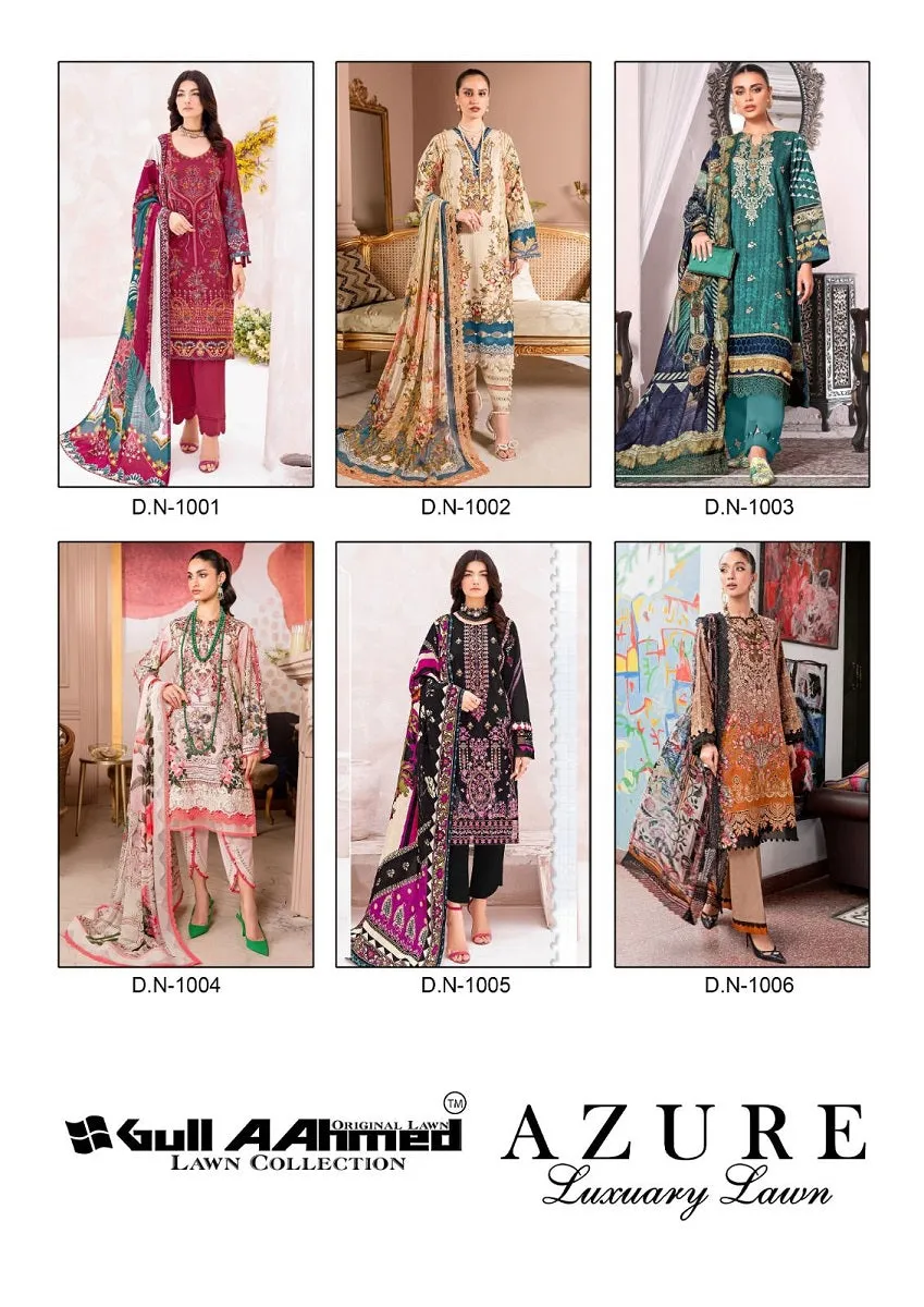Gull Aahmed Azure Series 1001-1006 Pure Lawn Cotton Suit (390x06)