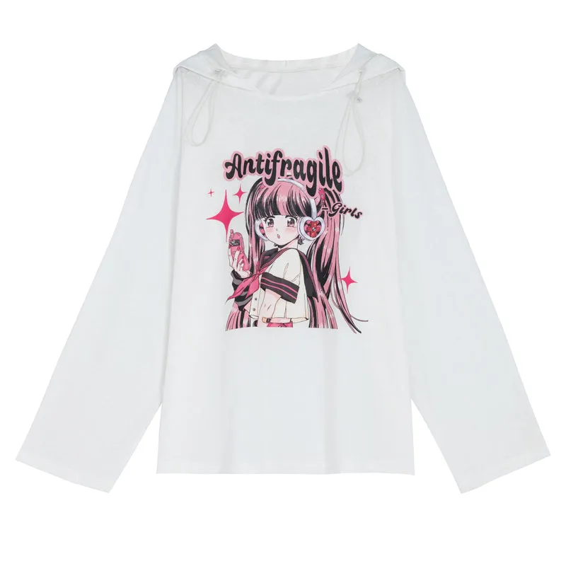 Japanese Style Thin Cartoon Anime Printing Hoodie