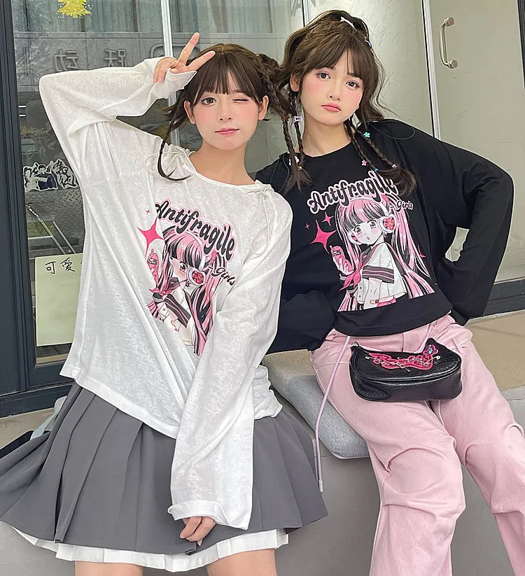 Japanese Style Thin Cartoon Anime Printing Hoodie
