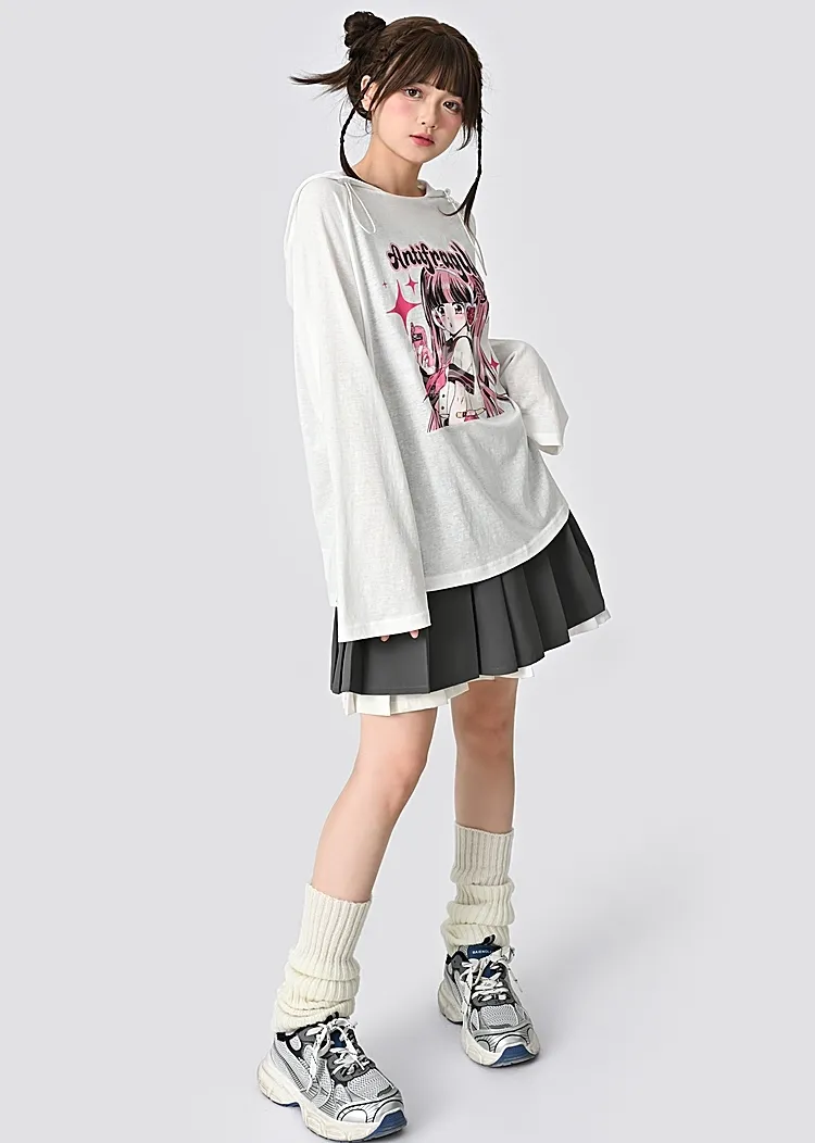 Japanese Style Thin Cartoon Anime Printing Hoodie