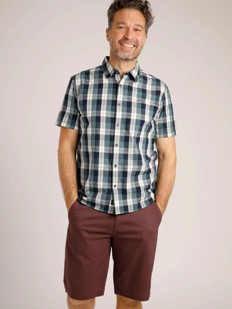 Judd Short Sleeve Check Shirt - Dusty Blue