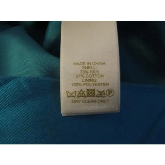 Kate Spade Turquoise Raw Silk Blend With Bow Accent Mid Length Cocktail Dress